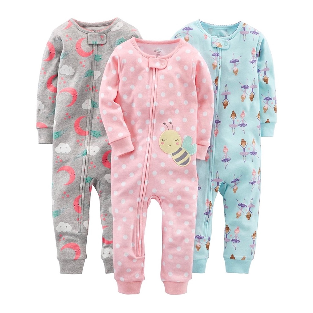 Set of Carter’s Simple Joys Long Sleeve Footless Toddler Pajamas Bee Ballet☁️🌙